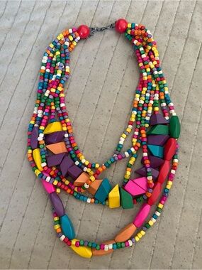 Multi-Color Beaded Statement Necklace